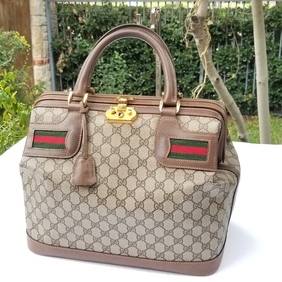 Super VERY RARE Vintage Gucci Supreme Web Ophidia Train case DOCTOR'S handbag - Picture 3 of 16
